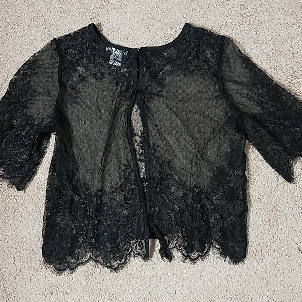 Intu black lace button back shirt jacket